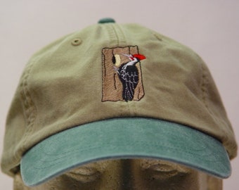 PILEATED WOODPECKER Bird Hat - Embroidered Men Women Wildlife Cap - Price Embroidery Apparel - 6 Different Color Mom Dad Gift Caps Forest