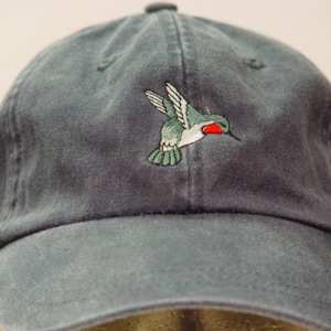 HUMMINGBIRD Hat - One Embroidered Men Women Wildlife Bird Cap -   Price Embroidery Apparel  - 24 Different Color Mom Dad Gift Caps Available