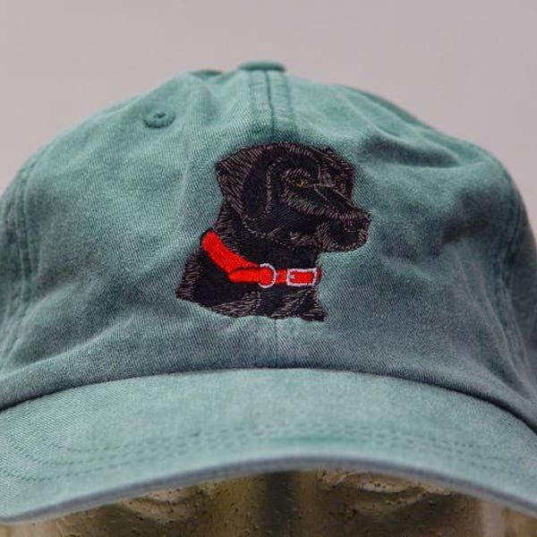 Black Labrador Retriever Dog Hat - One Embroidered Men Women Cap - Price Embroidery Apparel - 24 Color Mom Dad Black Lab Baseball Gift Caps