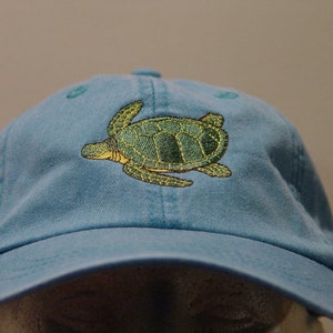 SEA TURTLE HAT - Embroidered Men Women Marine Wildlife Cotton Cap - Price Embroidery Apparel - 24 Color Mom Dad Gift Reptile Caps Available