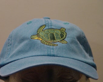 SEA TURTLE HAT - Embroidered Men Women Marine Wildlife Cotton Cap - Price Embroidery Apparel - 24 Color Mom Dad Gift Reptile Caps Available