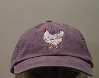 CHICKEN HEN Hat - Embroidered Men Women Domestic Farm Baseball Cap - Price Embroidery Apparel - 24 Color Adult Mom Dad Gift Barn Yard Caps