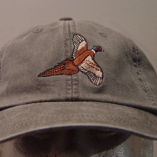 RING NECKED PHEASANT Bird Hat - Embroidered Men Women Wildlife Cap - Price Embroidery Apparel - 24 Color Adult Mom Dad Gift Caps Available