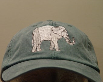 ELEPHANT WILDLIFE HAT - Embroidered African Men Women Baseball Cap - Price Embroidery Apparel - 24 Color Adult Mom Dad Gift Caps Available