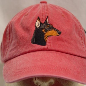 DOBERMAN PINSCHER  DOG Hat One Embroidered Men Women Baseball Cap - Price Embroidery Apparel - 24 Color Dad Mom Adult Domestic Pet Gift Caps