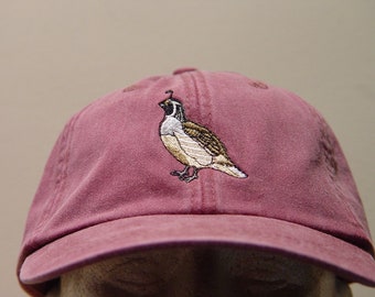 VALLEY QUAIL Bird Hat - One Embroidered Men Women Wildlife Cap  - Price Embroidery Apparel - 24 Color Adult Mom Dad Gift Caps California