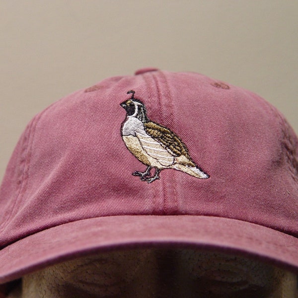 VALLEY QUAIL Bird Hat - One Embroidered Men Women Wildlife Cap  - Price Embroidery Apparel - 24 Color Adult Mom Dad Gift Caps California