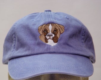 BOXER DOG Hat - One Embroidered Men Women Mom Dad Baseball Cap -  Price Embroidery Apparel - 24 Color Adult Gift Caps Family Pet Canine