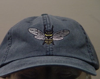 HONEY BEE Flying Insect Hat - Embroidered Women Men Wildlife Cap - Price Embroidery Apparel - 24 Color Mom Dad Nature Gift Adult Caps