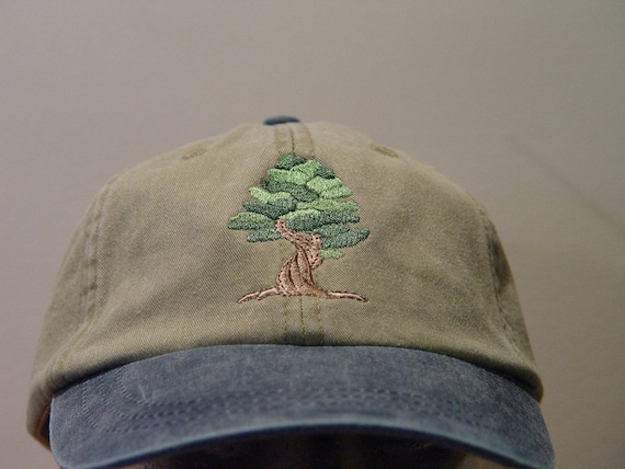 BONSAI ORNAMENTAL TREE Hat - Embroidered Men Women Wildlife Cap - Price Embroidery Apparel 6 Two Tone Color Mom Dad Gift Japanese Tree Caps