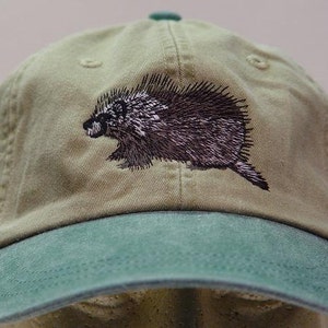 PORCUPINE HAT - One Embroidered Men Women Wildlife Baseball Cap - Price Embroidery Apparel 6 Two Tone Color Mom Dad Gift Rodent Quills Caps