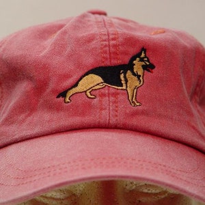 German Shepherd Dog Hat Embroidered Men Women Cotton Baseball Cap - Price Embroidery Apparel 24 Color Mom Dad Gift Canine Pet Caps Available