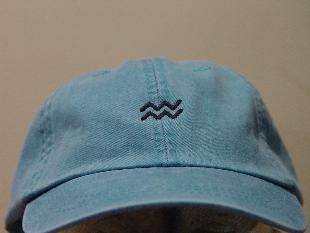 AQUARIUS ZODIAC ASTROLOGY Hat Embroidered Astrological Adult Cap  Price Embroidery Apparel January February Men Women Water Uranus Gift Caps
