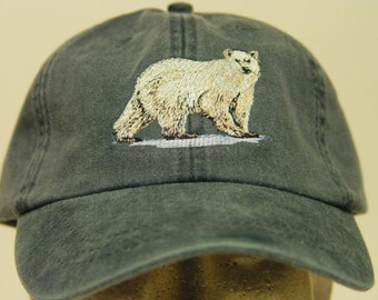 SAVE THE POLAR BEAR ANIMALS Embroidery Embroidered Adjustable Hat Baseball Cap 