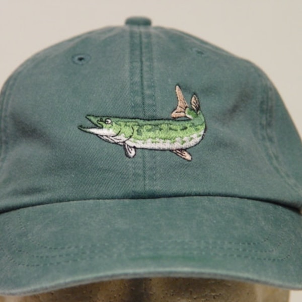 NORTHERN PIKE HAT - One Embroidered Men Women Fish Wildlife Cap - Price Embroidery Apparel - 24 Color Adult Mom Dad Gift Caps Available