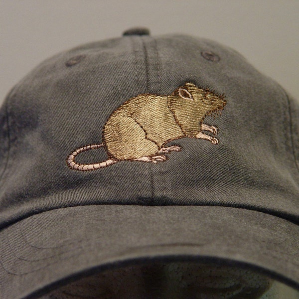 BROWN RAT RODENT Hat - Embroidered Men Women Wildlife Baseball Cap - Price Embroidery Apparel - 24 Color Adult Mom Dad  Gift Caps Long Tail