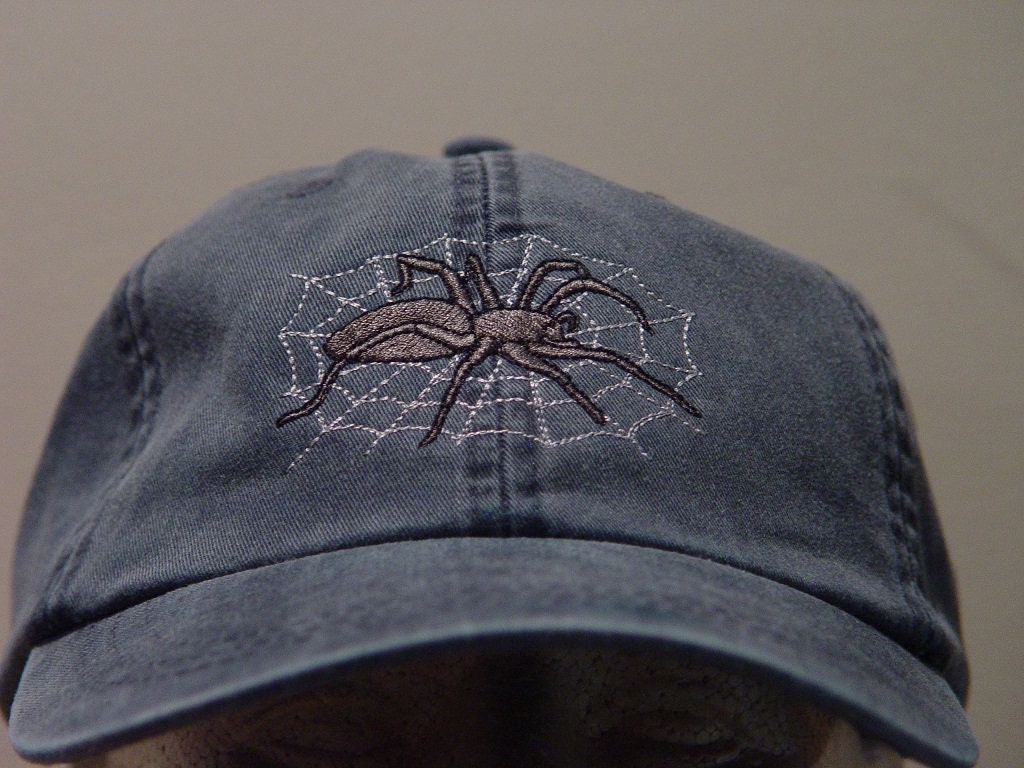 BLACK SPIDER HAT - One Embroidered Men Women Wildlife Baseball Cap - Price Embroidery Apparel - 24 Color Mom Dad Gift Web House Insect Caps