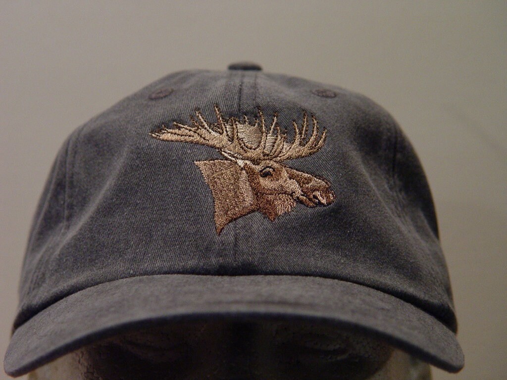 MOOSE HAT - One Embroidered Wildlife Men Women Cotton