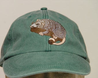 OPOSSUM WILDLIFE HAT - One Embroidered Men Women Baseball Gift Cap - Price Embroidery Apparel - 24 Color Mom Dad Cotton Adult Caps Available
