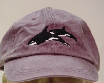 KILLER WHALES HAT - One Embroidered Orca Men Women Wildlife Cap - Price Embroidery Apparel - 24 Color Mom Dad Gift Sea Ocean Caps Available