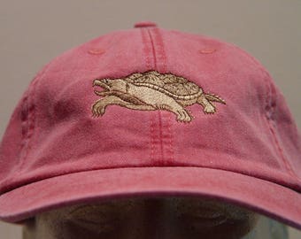 SNAPPING TURTLE HAT - Embroidered Men Women Wildlife Baseball Cap - Price Embroidery Apparel 24 Color Mom Dad Gift Freshwater Alligator Caps
