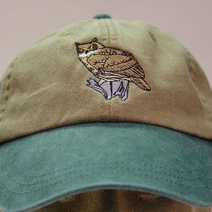 GREAT HORNED OWL Bird Hat - Embroidered Wildlife Baseball Cap Price Embroidery Apparel 6 Two Tone Color Men Women Mom Dad Hooting Gift Caps