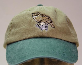 GREAT HORNED OWL Bird Hat - Casquette de baseball brodée pour la faune Prix Vêtements de broderie 6 Couleurs bicolores Hommes Femmes Maman Papa Hululement Casquettes cadeaux