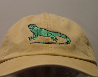 IGUANA LIZARD REPTILE Hat - One Embroidered Men Women Wildlife Cap - Price Embroidery Apparel - 24 Color Mom Dad Gift Pet Caps Available