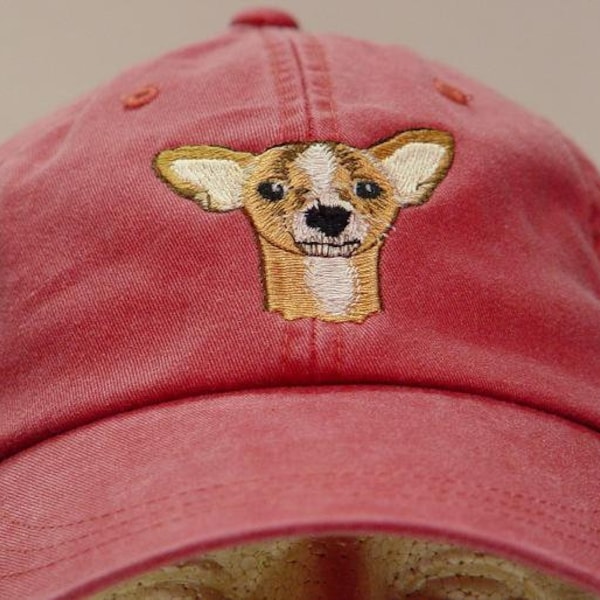 CHIHUAHUA  DOG HAT - One Embroidered Men Women Cotton Baseball Cap - Price Embroidery Apparel - 24 Color Mom Dad Gift Caps Small Family Pet