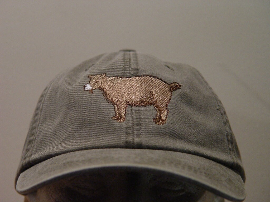 Custom Twill Baseball Cap Pygmy Goat B Embroidery Design Acrylic Hook & Loop