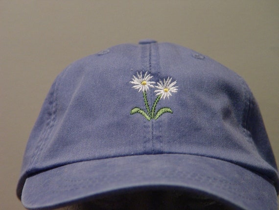 WHITE ASTER September Flower of Month Hat - Embroidered Women Men Cap - 24 Colors Mom Dad Gift Garden Baseball - Price Apparel Embroidery
