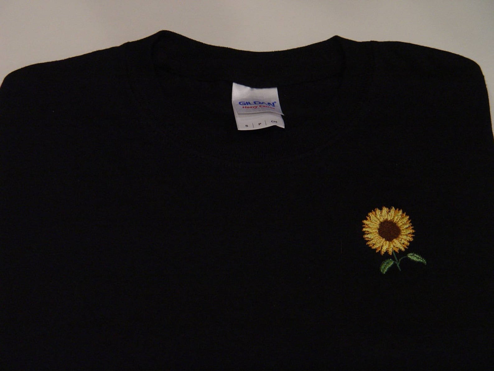 SUNFLOWER Tee Shirt Embroidered Small to XL Black or White Etsy