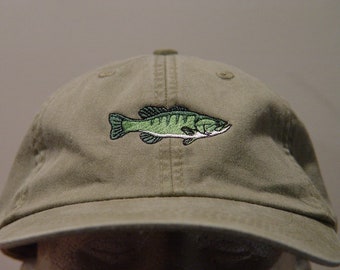 Smallmouth Bass Fish Hat Embroidered Men Women Wildlife Gift Cap - Price Embroidery Apparel - 24 Color Adult Mom Dad Freshwater Fishing Caps