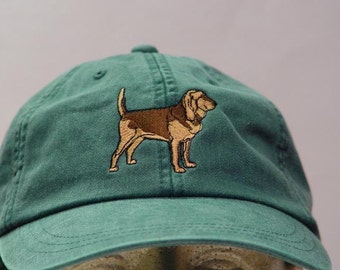 BLOODHOUND DOG HAT Embroidered Men Women Low Profile Baseball Cap - Price Embroidery Apparel 24 Color Mom Dad Gift Caps Large Breed Hunting