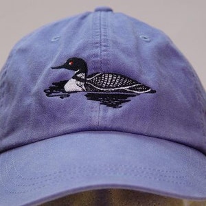 LOON BIRD HAT - One Embroidered Men Women Wildlife Baseball Cap  - Price Embroidery Apparel - 24 Color Mom Dad Gift Lake Caps Available