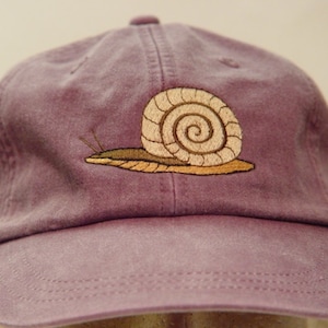 SNAIL HAT - One Embroidered Men Women Wildlife Baseball Gift Cap - Price Embroidery Apparel - 24 Color Adult Mom Dad Slug Caps Available