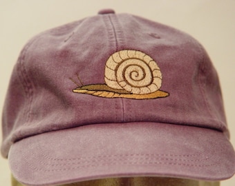 SNAIL HAT - One Embroidered Men Women Wildlife Baseball Gift Cap - Price Embroidery Apparel - 24 Color Adult Mom Dad Slug Caps Available