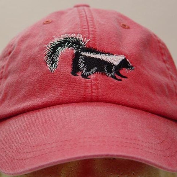 SKUNK WILDLIFE HAT - Embroidered Women Men Mom Dad Baseball Cap - Price Embroidery Apparel 24 Color Gift Polecat Forest Adult Caps Available