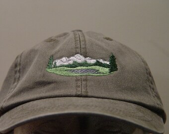 MOUNTAIN POND TREES Hat Embroidered 