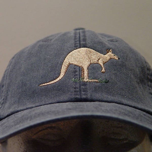 KANGAROO WILDLIFE HAT Embroidered Australia Men Women Baseball Cap - Price Embroidery Apparel 24 Color Adult Mom Dad Jumper Animal Gift Caps