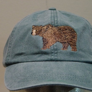 BROWN BEAR Hat - One Embroidered Men Women Wildlife Baseball Cap  Price Embroidery Apparel 24 Color Mom Dad Gift North America Grizzly Caps