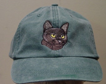 ボンベイショートヘア猫の帽子 - 刺繍入りメンズ・レディースベースボールキャップ - 価格刺繍アパレル 24色 ママ・パパへのギフト 猫 バーミーズ種キャップ
