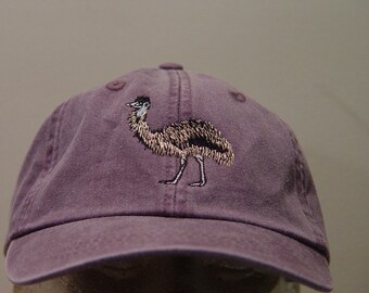 EMU BIRD HAT Embroidered Men Women Australia Wildlife Cotton Cap - Price Embroidery Apparel Gift 24 Color Mom Dad Flightless Baseball Caps