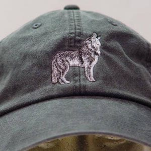 GRAY WOLF HAT - Embroidered Men Women Wildlife Baseball Cap - Price Embroidery Apparel - 24 Color Mom Dad Grey Timber Wolves Packs Gift Caps