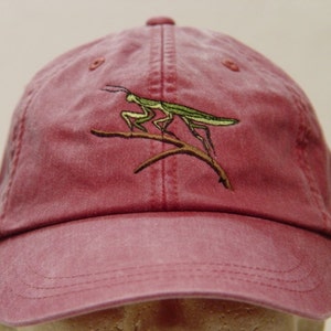 Praying Mantis Insect Hat - One Embroidered Women Men Wildlife Cap - Price Embroidery Apparel 24 Color Mom Dad Tropical Gift Caps Available