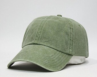 OLIVE GREEN HAT - One Women Men Adams Low Profile Baseball Cap  - 24 Color Adult Mom Dad Gift Garment Washed Hats - Price Apparel Embroidery