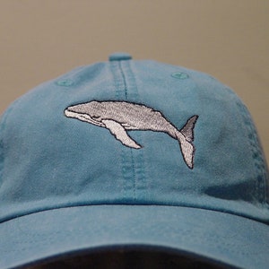 HUMPBACK WHALE HAT - One Embroidered Men Women Wildlife Gift Cap - Price Embroidery Apparel - 24 Color Mom Dad Marine Ocean Hats Available