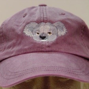 KOALA HAT - One Embroidered Men Women Wildlife Baseball Gift Cap - Price Embroidery Apparel Mom Dad - 24 Color Caps Australia Bear Available