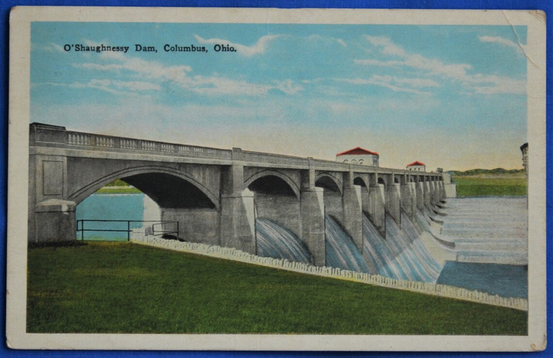 O'Shaughnessy Dam Columbus Ohio White Border Postcard Etsy