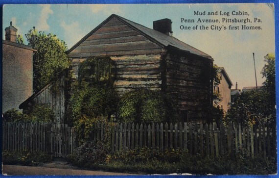 Mud Log Cabin Penn Avenue Pittsburgh Pa Antique Postcard Etsy